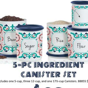 Tupperware Ingredients One Touch Canisters 5pc Set